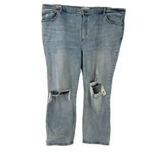 Abercrombie 90s Straight Ultra High Rise Blue Jeans Size 37 24L Distressed Denim